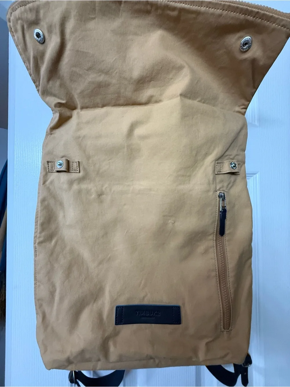 Timbuk2 Mustard Canvas Fold-Top Backpack with Black Straps